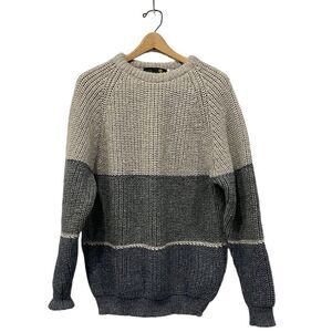 Country Knitwear Ireland Wool‎ Men Sweater Pullover Crew Neck Color Block 44